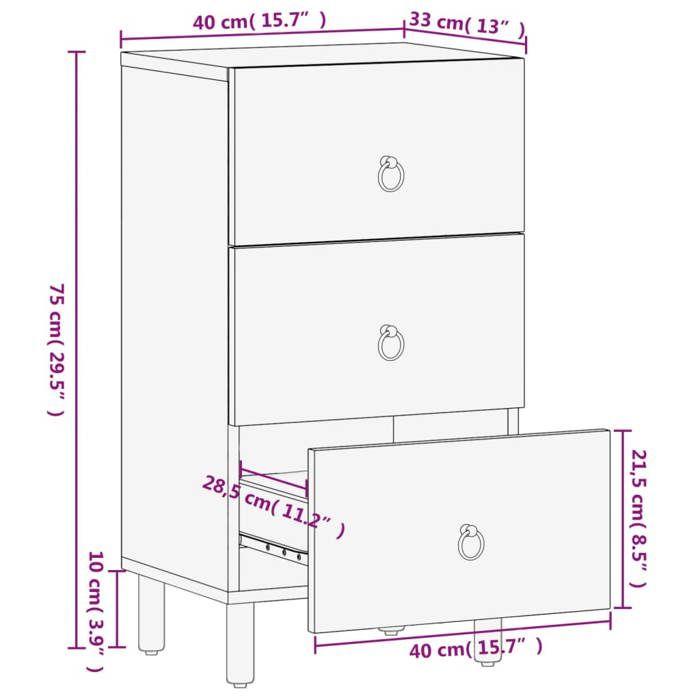 VidaXL Sideboard, Buffet with Drawers, Storage Furniture Living Room Bedroom Dining Room, Retro, Solid Wood 358235
