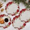 6pcs Easy Clean Red Berry Mat Non Slip Holiday Dinner Mat Christmas Table Placemat  Holiday Feast