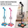 Gold Toy Kids Cartoon Music Microphone With Stand Can Connect With Mp3,Real Echo Sounds Toys Gift