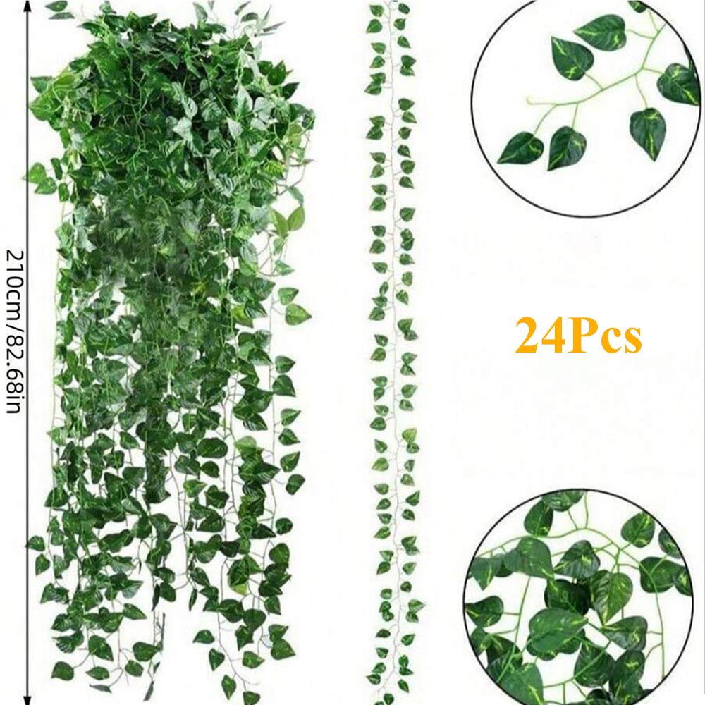 12/24Pcs Artificial Ivy Leaves  Greenery Garland Fake Watermelon Vine Hanging Plants for Wedding Party Decoration