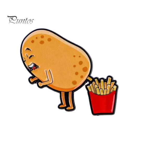 Lapel Pin Brooch Pin, Potato French Fries Design Brooch, Thickened Zinc Alloy Badge, Durable Enamel Paint Stable Buckle Pins for Backpacks And