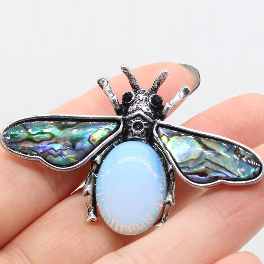 Classic Alloy Butterfly Brooch Pin With Faux Stone And Shell For Women Fashion Accessory