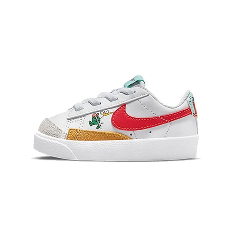 

Nike Blazer 77 Slip-Resistant Cushioning Wear-Resistant Low-Top Skateboard Shoes White Red Blue Infant And Toddler 23.5
