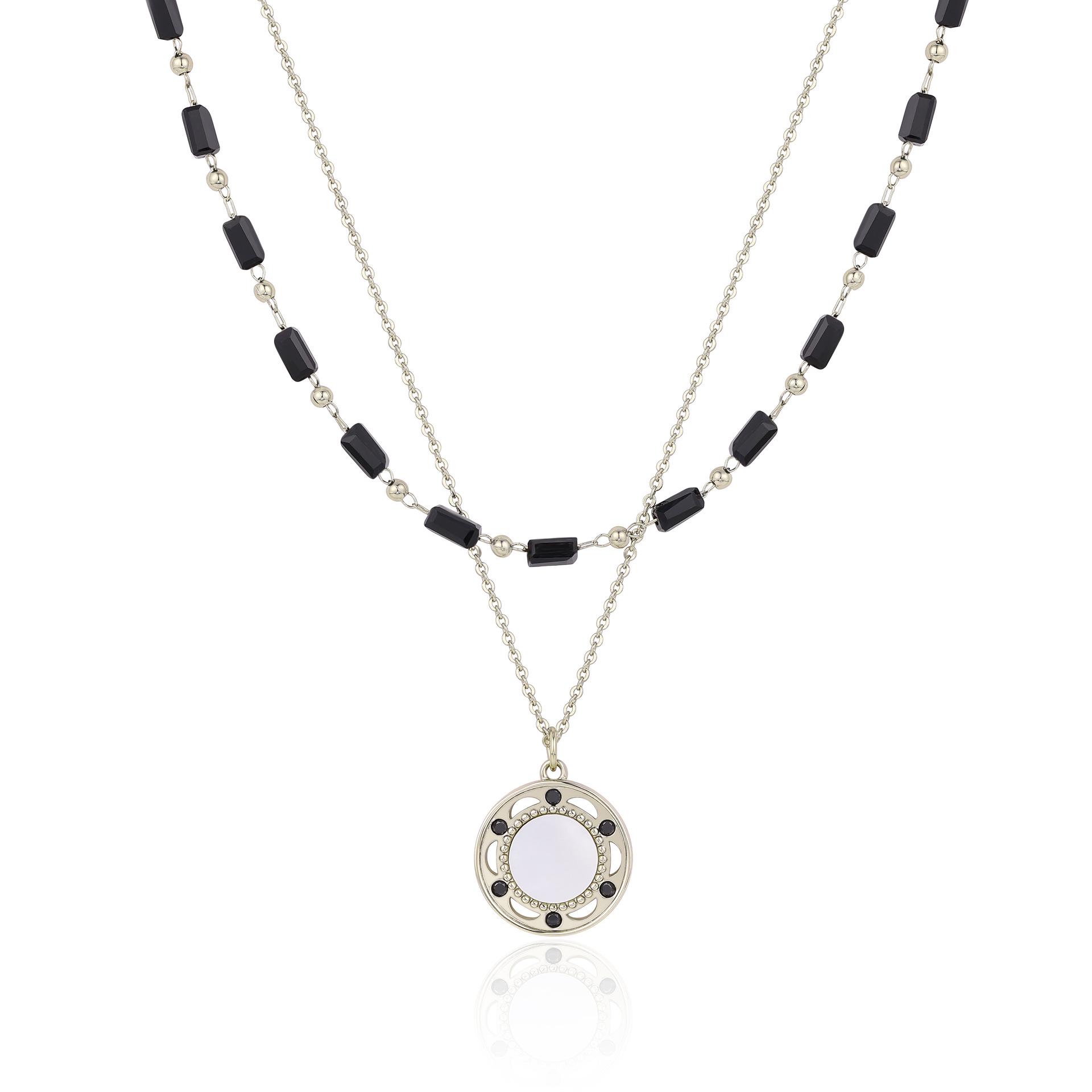 

Elegant Black Double Layer Crystal Necklace - High-End Light Luxury Clavicle Chain кофейный/золотой