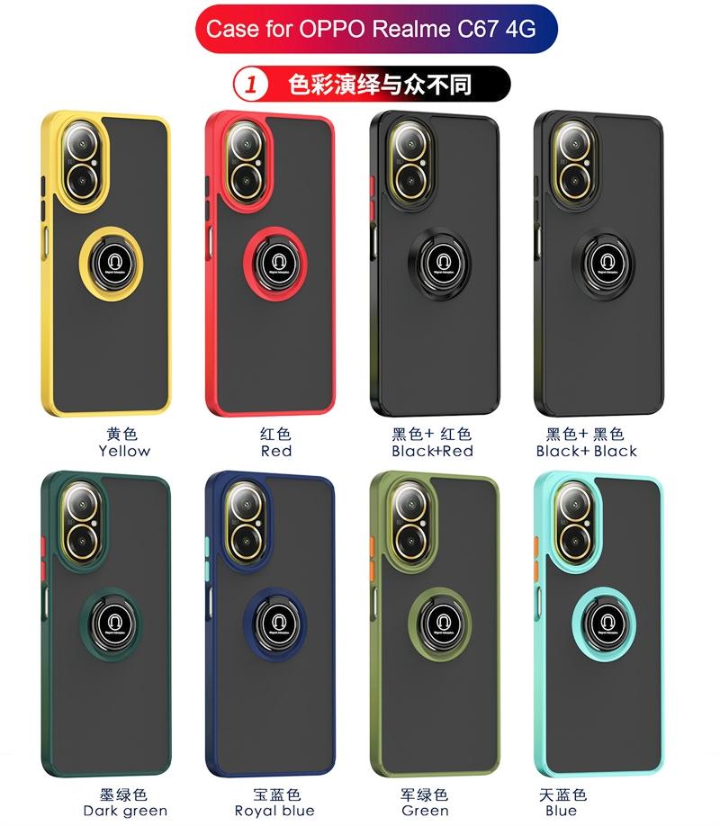 Armor Funda for Realme C67 4G Case Magnetic Metal Ring Stand Holder Cover for OPPO Realmi C67 C 67 RealmeC67 4G Matte Hard Coque