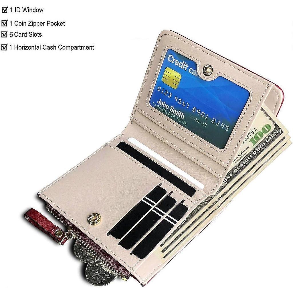 Girls Wallet Small Bifold Womens Wallets Rfid,Compact Female Cute Mini Zipper Coin Card Purse for Teen Girl Kids (Red)