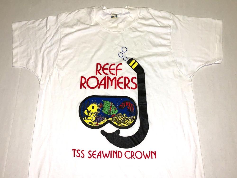 Редкая футболка Seawind Crown Reef Roamers для дайвинга 1980-х годов Новая! Унисекс футболка LG с одинарным швом M