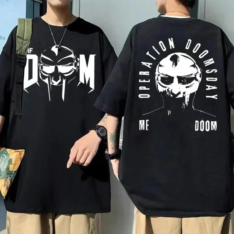 Male Loose Hip Hop T Shirt Singer Mf Doom Madlib Madvillain Double Sided Graphic Summer Tops Cotton Tee Clothing Men Women
