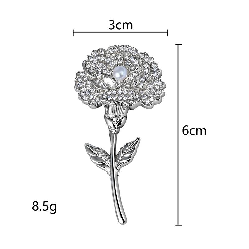Creative Carnation Brooch Luxury With Pearls Metal Corsage Ornament Decorative Lapel Pin Gift Giving 1/2Pcs
