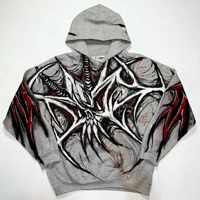 Cross Border Punk Dark Printing Herbst und Winter Kapuzenpullover Loose Street Gothic Pullover Anime Männer und Frauen