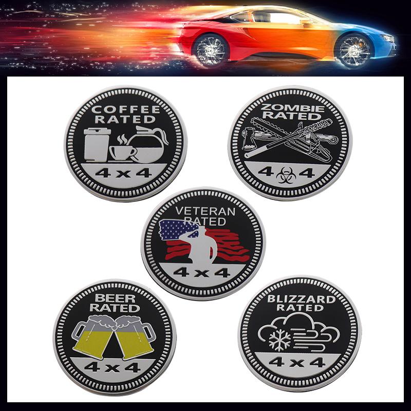 3D Car Styling Beer Blizzard Coffee Veteran Zombie 4x4 RATED 4x4 for Car Door Fender Trunk Rear Bonnet Nameplate Decal Emblem Badge Sticker