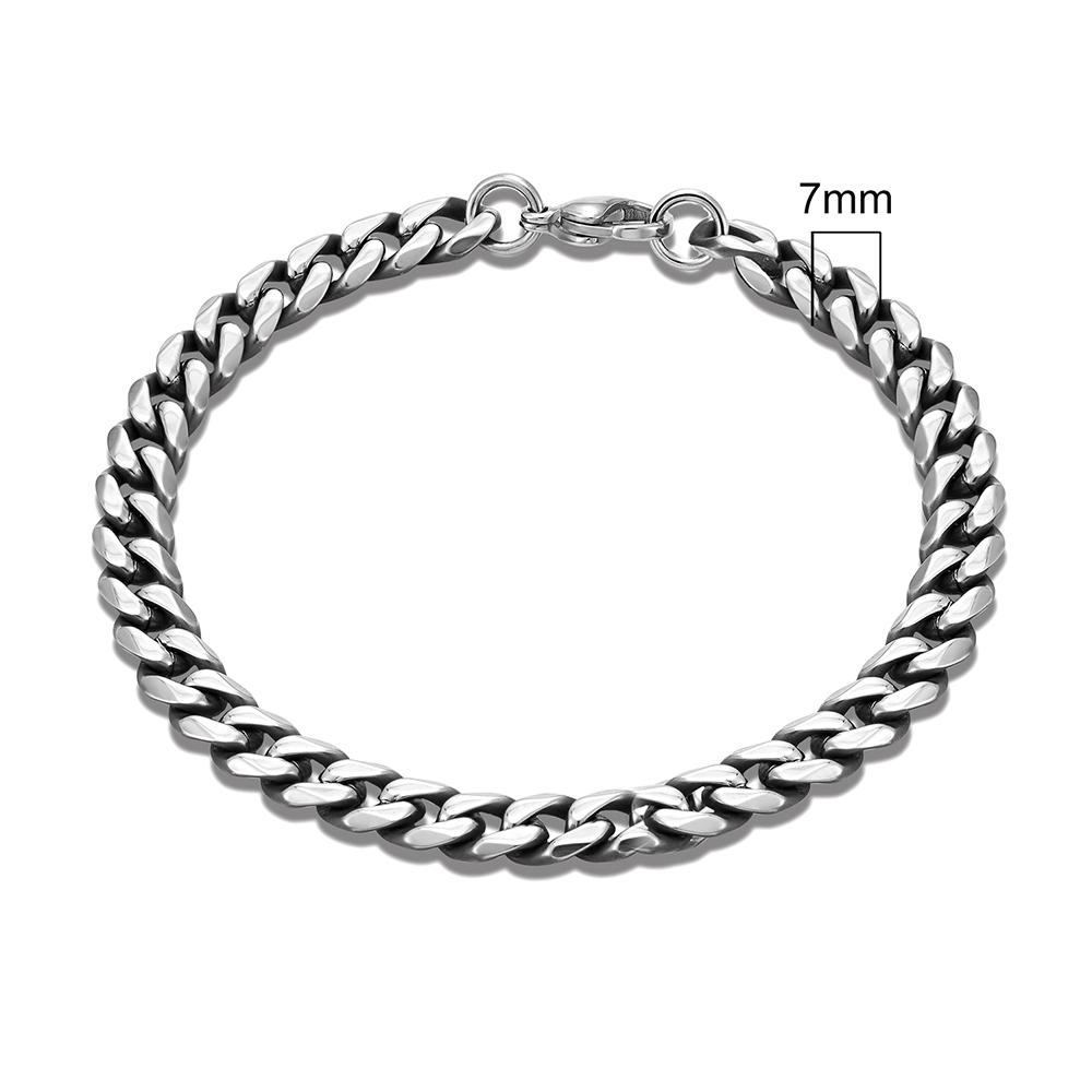 Punk Vintage Oxidized Black 3-11mm Stainless Steel Dainty Curb Cuban Link Chain Bracelets for Women Stacking Jewelry