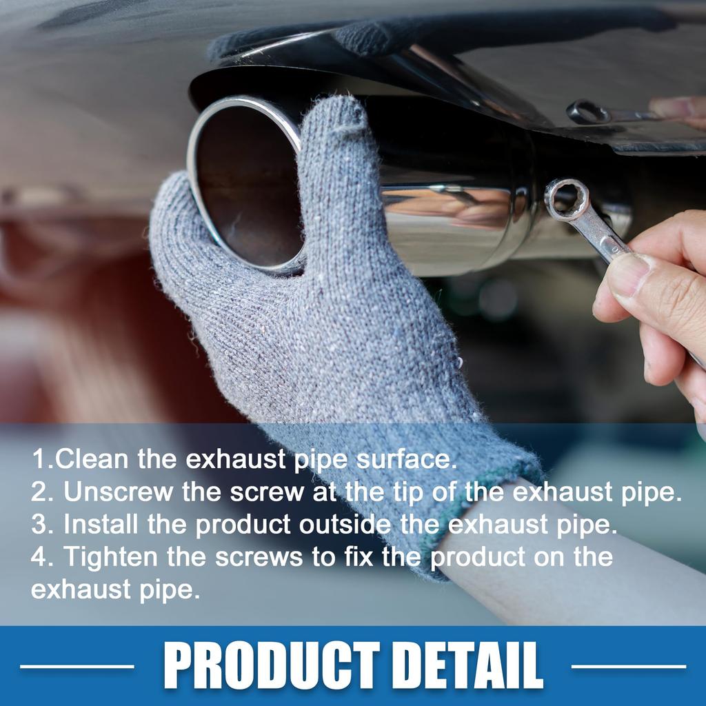 ABSOPRO Adjustable Exhaust Tailpipe for Car 67mm 220mm Muffler Stainless Silver Tone Trucks, 27-55mm Inlet, Outlet, Length, Bolt-On Tip, Steel,