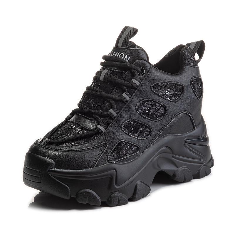 

Inner height increase small man 1 new autumn and winter single shoes breathable mesh sports casual dad shoes 34 чёрный
