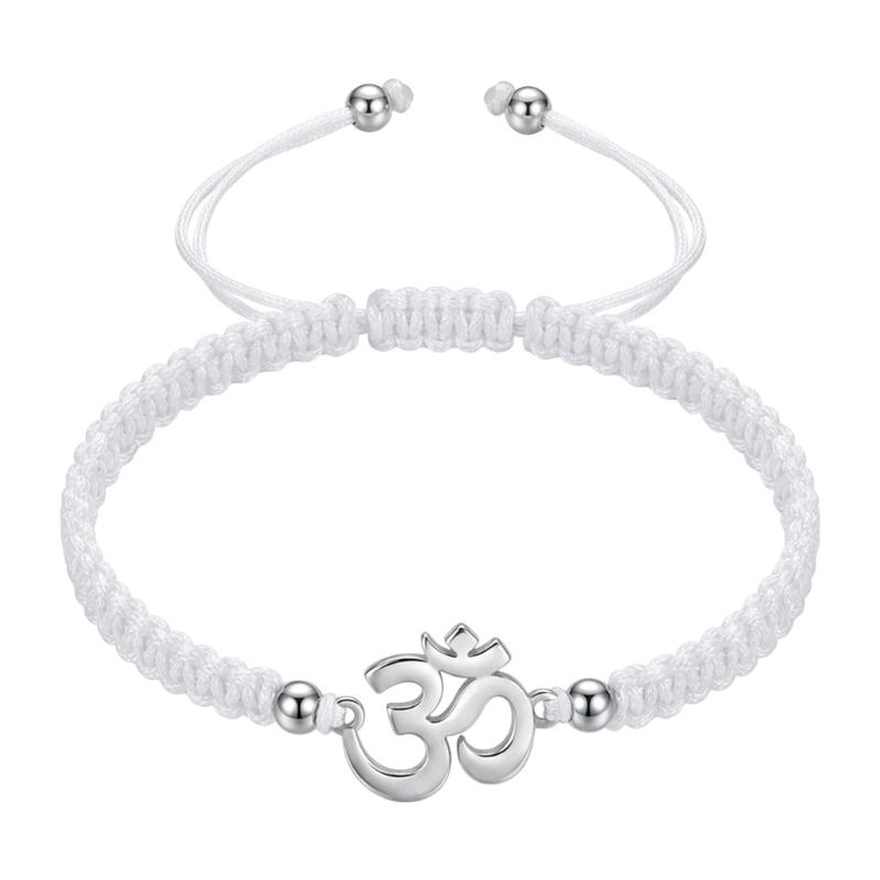 Symbool Hanger Verstelbare Gevlochten Armband, Schuifknoop Polsketting voor Casual Dagelijkse Styling met Stalen Detail