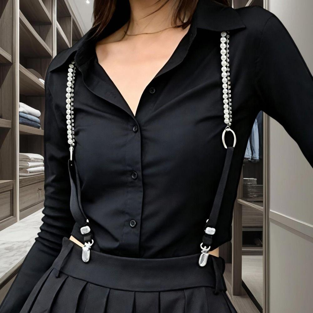 Paski do koszuli w kształcie litery Y z perełkami, elastyczne, regulowane szelki dla kobiet