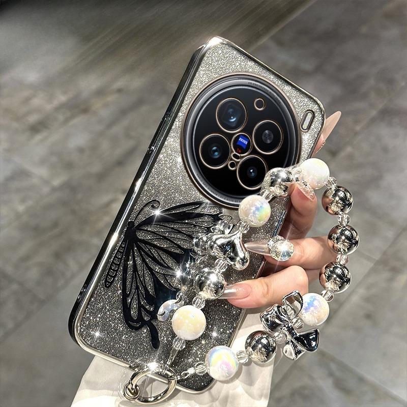 

Лазерный Браслет-чехол с блестками и гальваническим покрытием для Vivo X300 X200 mini X200S X100 X100S Pro Ultra Силиконовая крышка vivo X300 серебряный