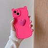 Bear Ears 3D Heart Compatible with iPhone 16 Pro Max Apple 17 Phone Case 15/14 Matte Soft Case