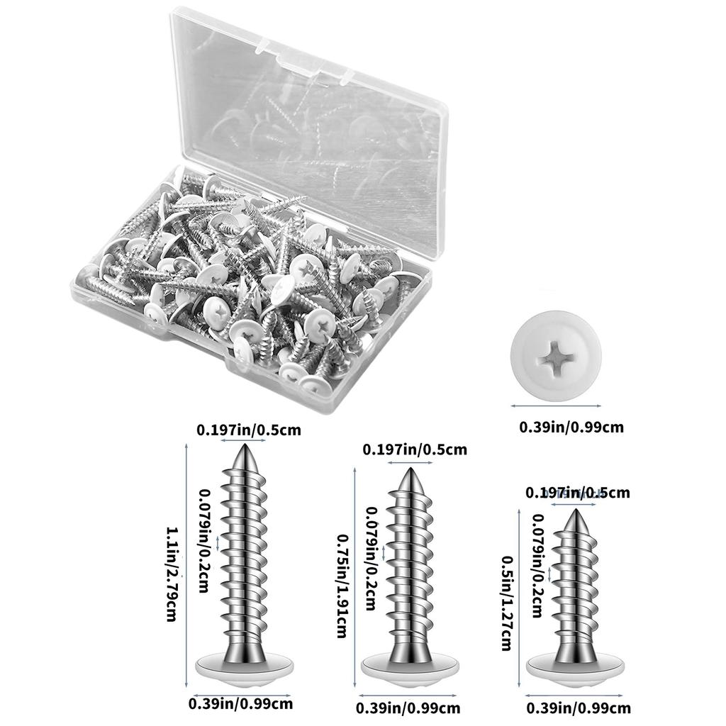 120Pieces Multipurpose White Trusses Head Screws Tapping for Quick Easy Installation Designs On Wall and Cabinet