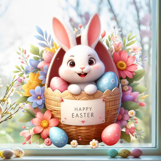 Osterwandaufkleber Lustiger Hase Rissiges Abziehbarer und Aufklebbarer Aufkleber 3D Loch Design Cartoon Selbstklebende Wandaufkleber für Kinderzimmer Spielzimmer