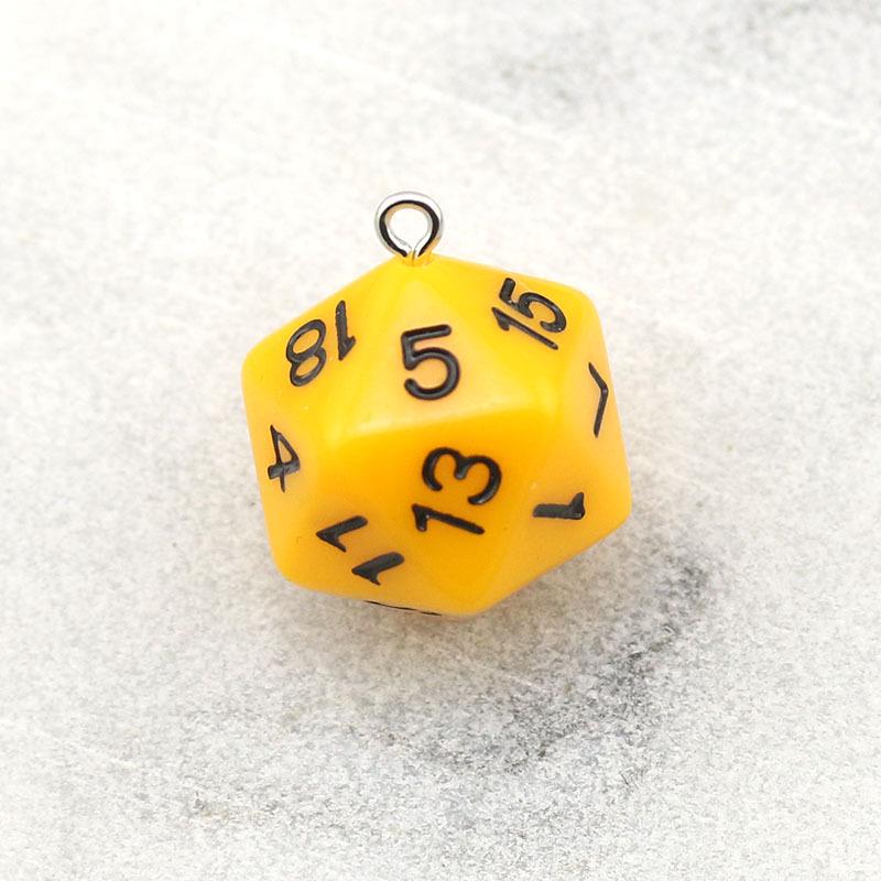 20-Sided Acrylic Dice Keychain - Transparent Solid Color Jewelry Charm