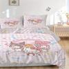 3pcs Grid My Melody Hello Kitty Kuromi Bedding Set - Includes 1 Quilt Cover and 2 Pillowcases, Comfortable Bedding with Stylish Design for B