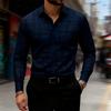 2025 New Men's Trendy Geometric Line Print Long-sleeved Shirt 18 Colors Personality Fashion Slim Lapel Casual Versatile Shirt