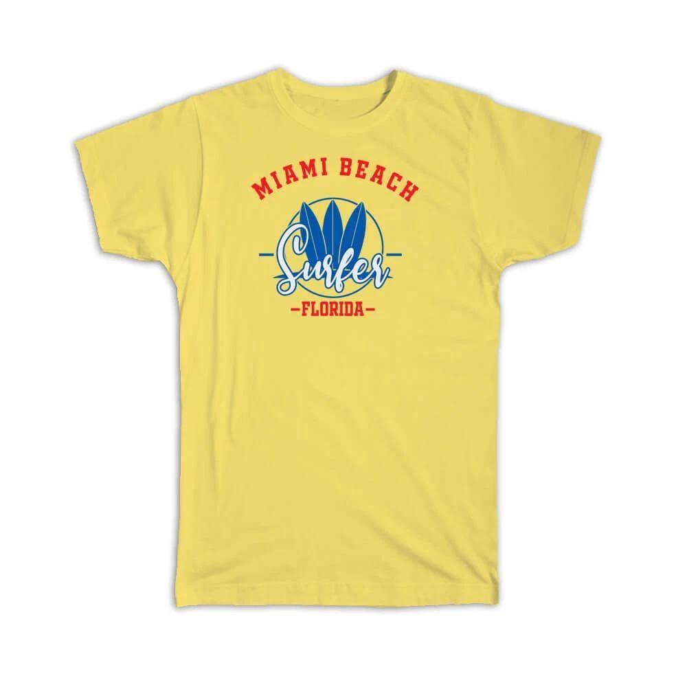 Gift T-Shirt : Miami Beach USA Surfer Tropical Souvenir Travel XL