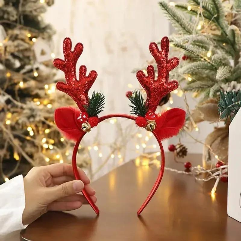 Christmas Antler Hair Clips Pendants Xmas Ornaments Merry Christmas Decor Gift For Girl Elk Hair AccessoriesHappy New Year
