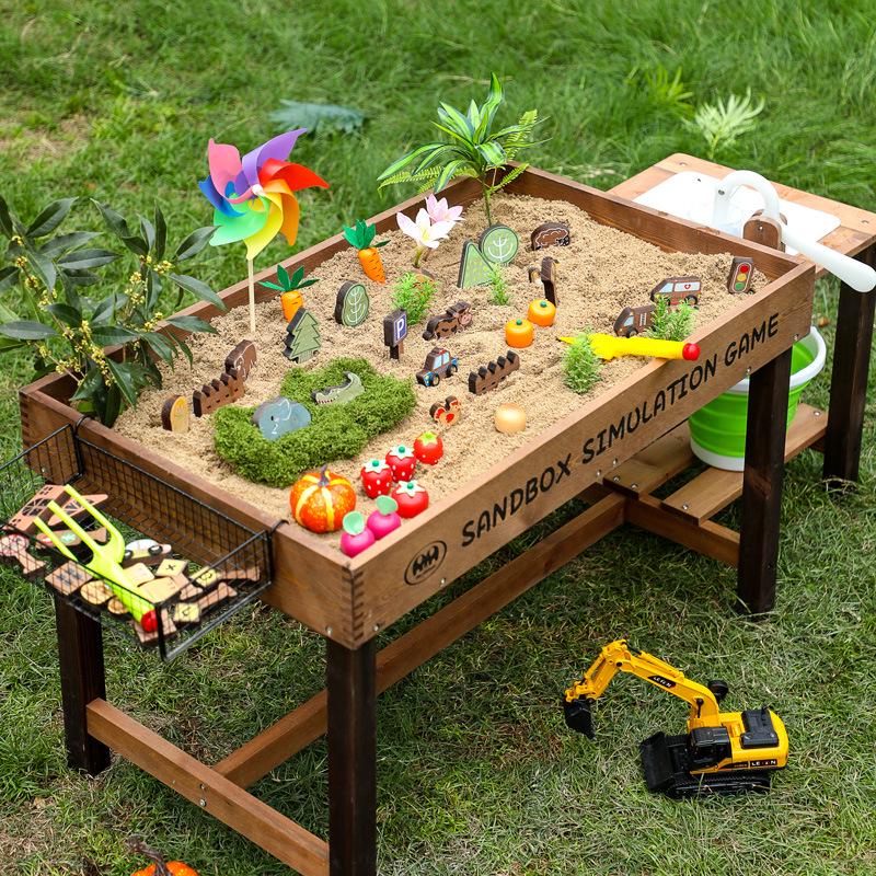 Kids' Wooden Sandbox and Water Play Outdoor Toys