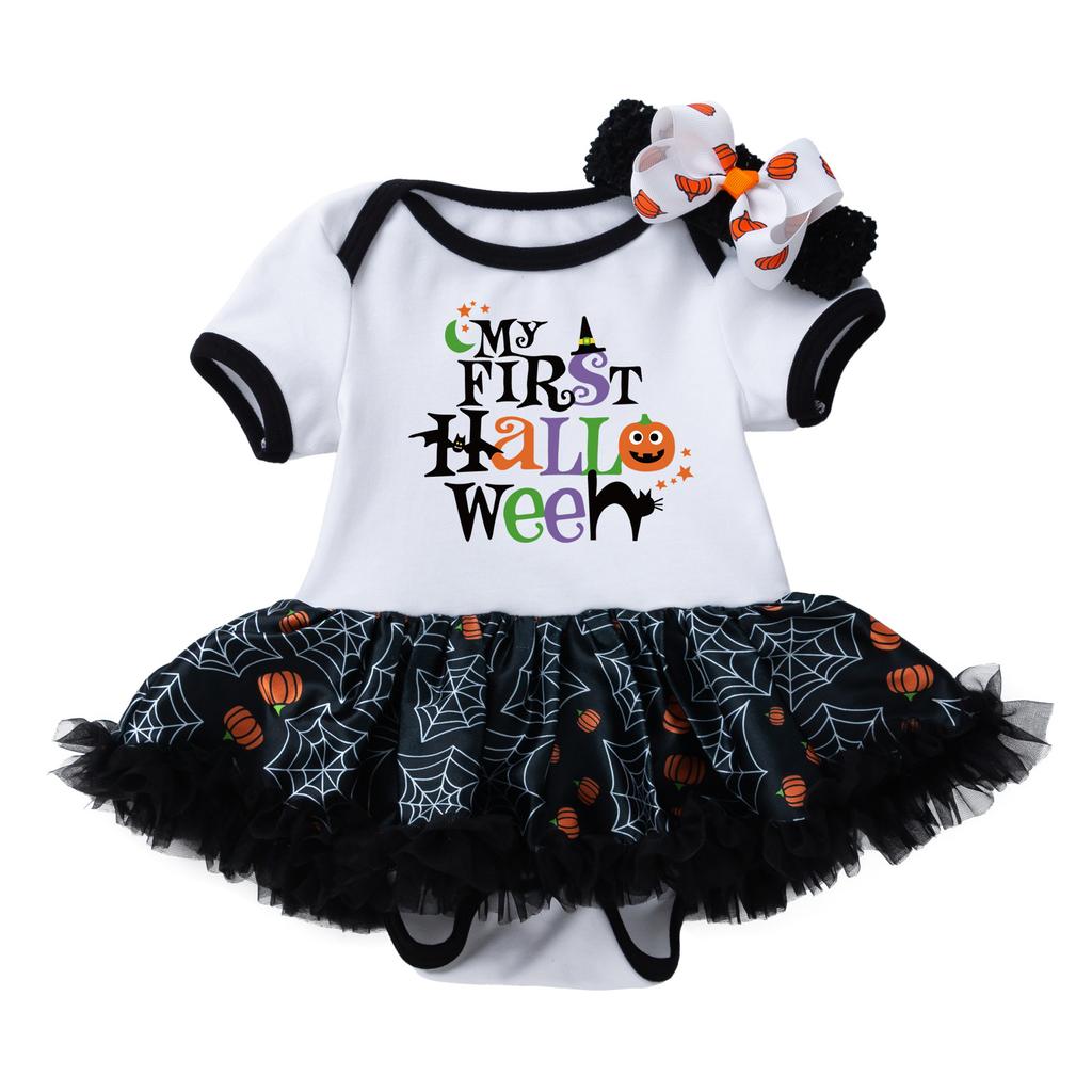 Infant Baby Girls Kids Skirts Set 2PC Romper + Headband Halloween Outfits