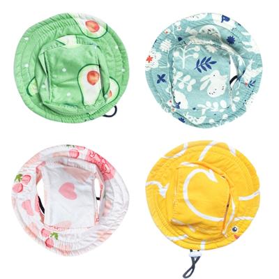 Puppy Bucket Hat Dogs Sunbonnet with Ear Holes Supplies Headwear Devil Hat Summer Hat with Strap Belt Photo Props