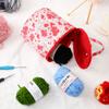 Floral Pattern Yarn Storage Bag Waterproof Yarn Holder Sewing Storage Bag Zipper with Handle Strap for Wool and Needles Storage