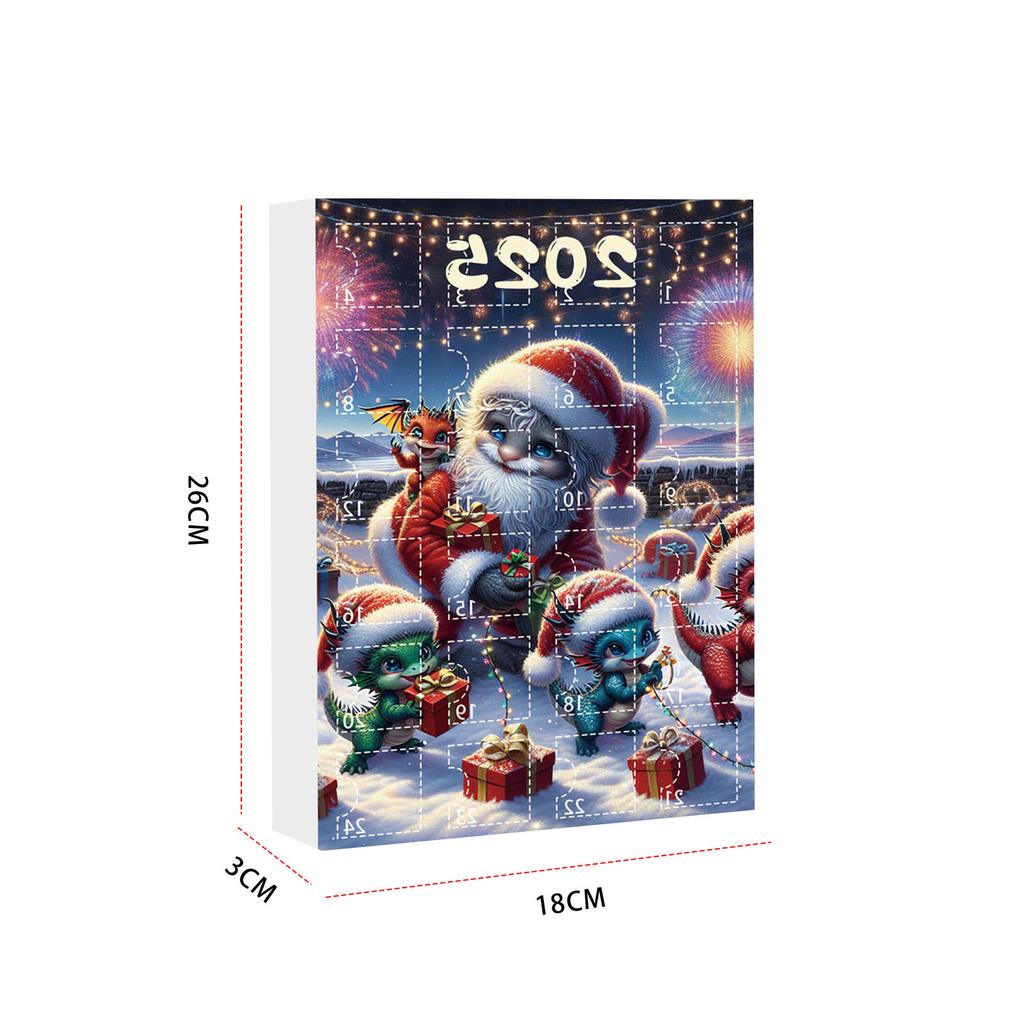 24-Tage Weihnachtsbaumschmuck mit Weihnachtsmannmützen Niedlicher Drache Countdown-Kalender Mini Weihnachtsbaum Drachenanhänger für Heimdekoration