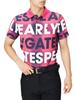 PEARLY GATES Short Sleeve Polo Shirt with Honeycomb Soft Check and Big Logo Pattern and Dark Size 5 Men's Finish, / 053-2260807 090_Pink Navy, [L]
