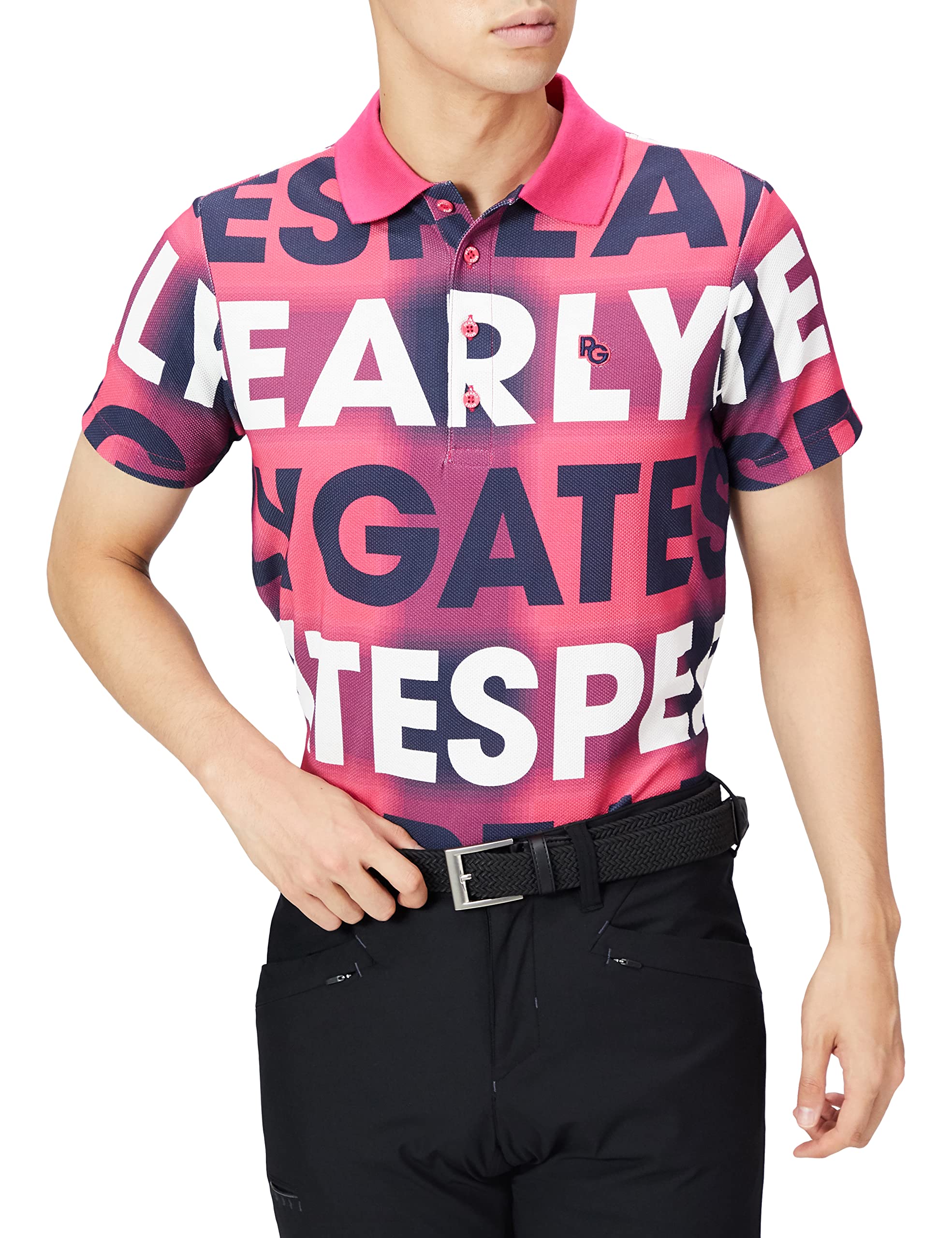 

PEARLY GATES Short Sleeve Polo Shirt with Honeycomb Soft Check and Big Logo Pattern and Dark Size 5 Men s Finish, / 053-2260807 090_Pink Navy, [L]