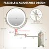 8 Wall Mounted Lighted Makeup Mirror 3000mAh Rechargeable Double Sided 1X 10X Magnifying Mirror with Hook 3 Color Lights Touch