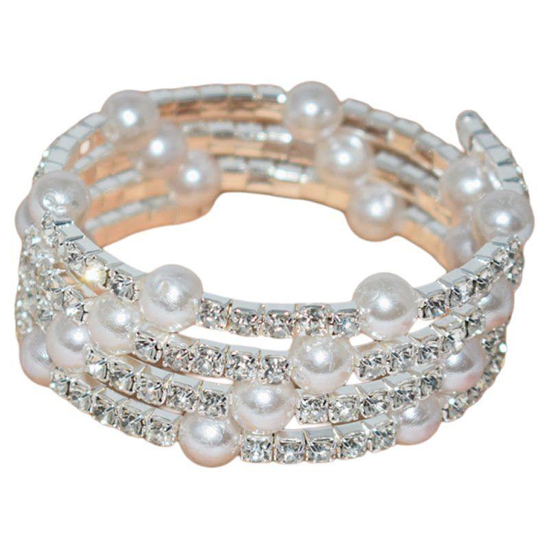 Fashion Rhinestone Pearl Multi-Layer Winding Bracelet Light Luxury Minority Exquisite Bracelet Multi-Row Rhinestones Fancy Women's Fashion