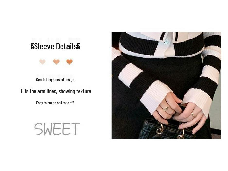 Navy Striped Collar Sweater Women’s Autumn/Winter 2025 College Style Slim Fit Knitwear