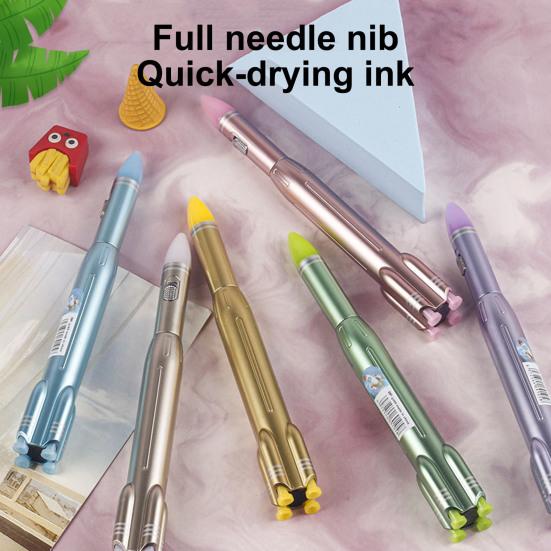 Ballpoint Pen with LED Light Writing Fluently Comfortable Grip Widely Used Rocket-Shaped Signature Gel Pen Stationery Gift for Students