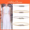 Rhinestone Chain Luxury Imitate Wasit Belt For Dress Stretch Skinny Metal Silver Gold Women Belt Elastic Thin Ladies Belt