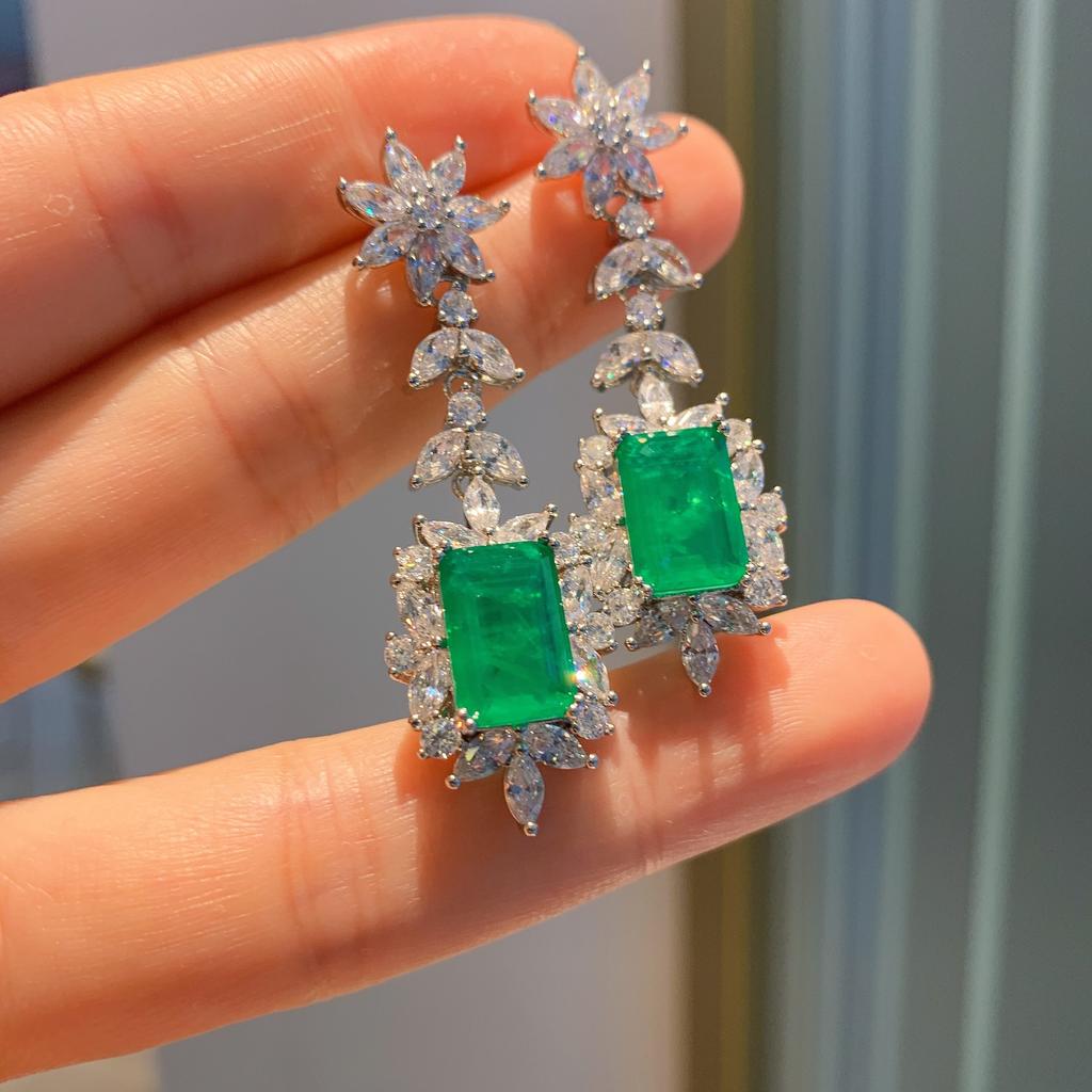 Color Simulation Jewelry Earrings Fashionable Paraiba Emerald Women Live Streaming