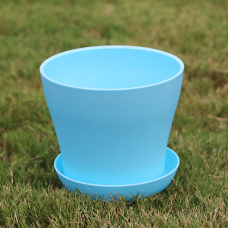 5-teiliger Blumentopf, bunt, langlebig, Kunstharz, Blumentopf, glänzend, Pflanzgefäß, Dekoration für Zuhause und Garten, mit Untertasse, Abflusslöchern