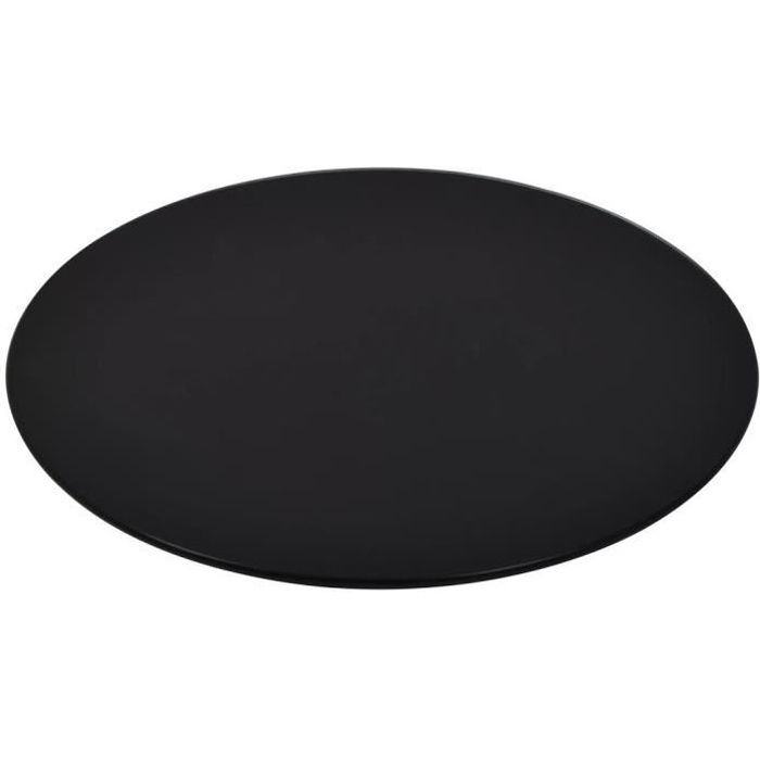 Dessus de table rond - vidaXL - Verre trempé - 300 mm - Noir - Épaisseur 8 mm
