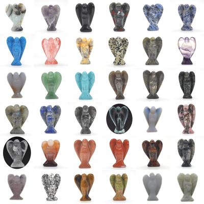 1.5" Guardian Angel Figurine Natural Healing Crystal Statue Home Stone Decor Study Craft Gift Trinket Room Ornament