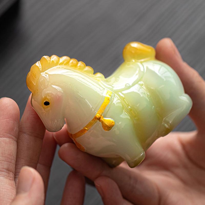 Creative Change Color Small Horse Shape Ornament Micro Landscape Tea Pet Indoor Desktop Decoration Resin Crafts Accessories, 1Pc