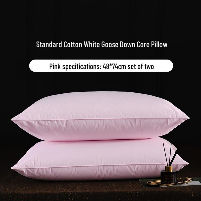 Luxury Goose Down Pillow with Cotton Cover for Neck Support