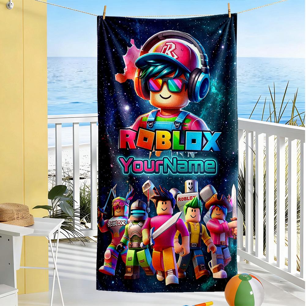 Roblox Personalized Name Beach Towel Quick-Dry Soft Microfiber Ideal for Travel Outdoor Swim Pool Yoga Surf Camping Hiking Gym Gift Holiday