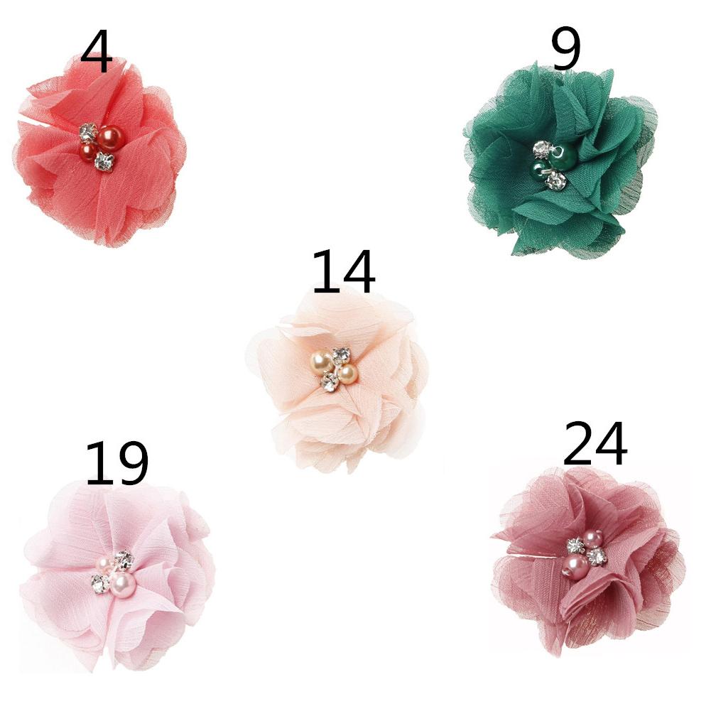 

5Pcs/Set 6cm Children Girl Hair Clips Chiffon Sewing Flower Girl s Hair Accessories Hairpin Mixed colors 4 #1