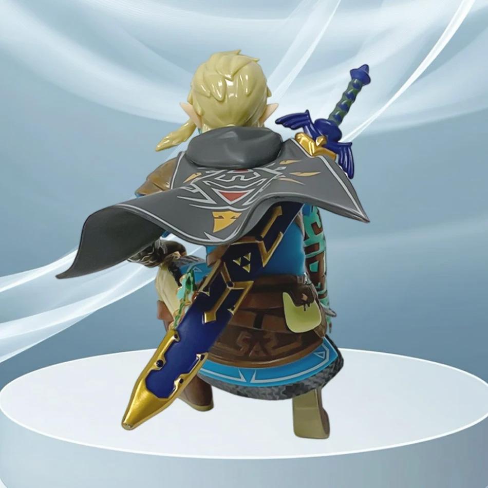 12cm Legend Of Zelda Anime Link Kingdom Of Tears Squatting Position Statue Game Pvc Handheld Models Dolls Ornaments Gifts